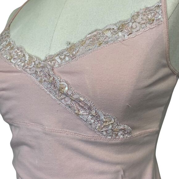 VTG Y2K GAP Coquette Baby Pink Sequin & Lace Cami - Picture 4 of 9